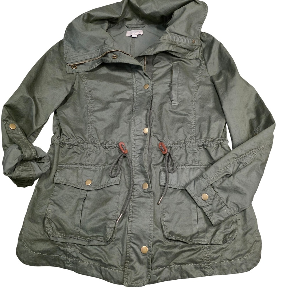 Loft Olive Green Utility Jacket Drawstring Waist … - image 1